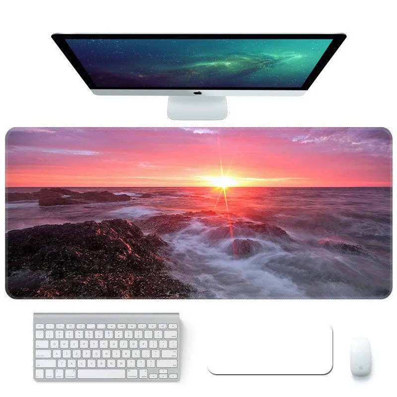 Creative student desktop mouse pad with heat-transfer print, cloth surface, and non-slip rubber base in colour option A