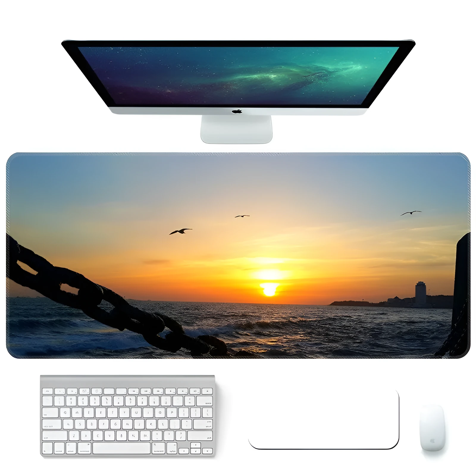 Creative student desktop mouse pad with heat-transfer print, cloth surface, and non-slip rubber base in colour option A