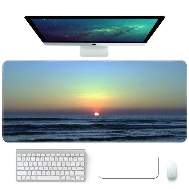 Creative student desktop mouse pad with heat-transfer print, cloth surface, and non-slip rubber base in colour option A