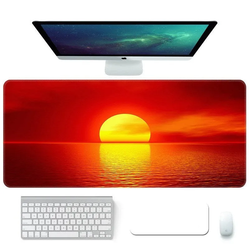 Creative student desktop mouse pad with heat-transfer print, cloth surface, and non-slip rubber base in colour option A