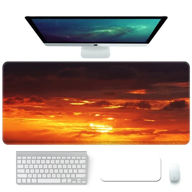 Creative student desktop mouse pad with heat-transfer print, cloth surface, and non-slip rubber base in colour option A