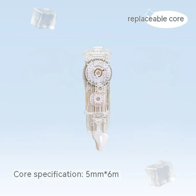 Press correction tape in white colour showing applicator and tape head, compact 5x6cm size