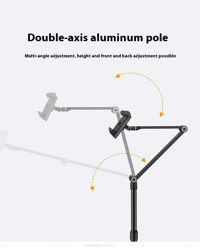 Lazy desktop bedside telescopic lifting rack for vertical shooting live broadcast, alloy universal mobile phone tablet stand