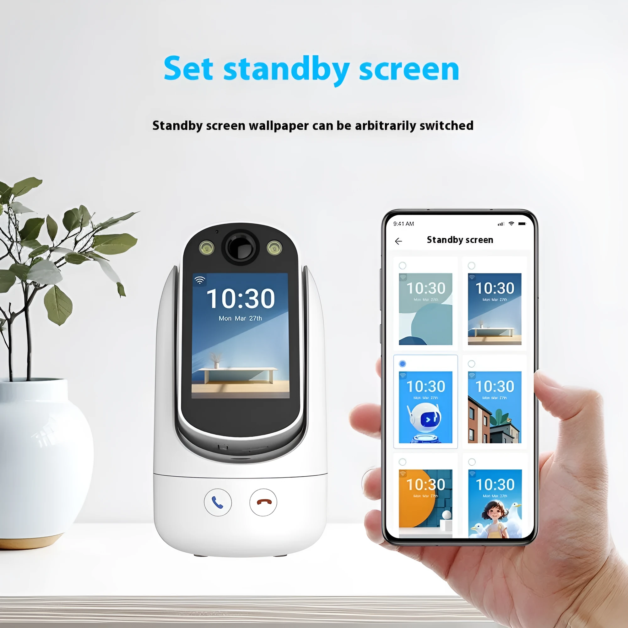 C20 white two-way video call surveillance camera with 2.8-inch screen and 120-degree lens