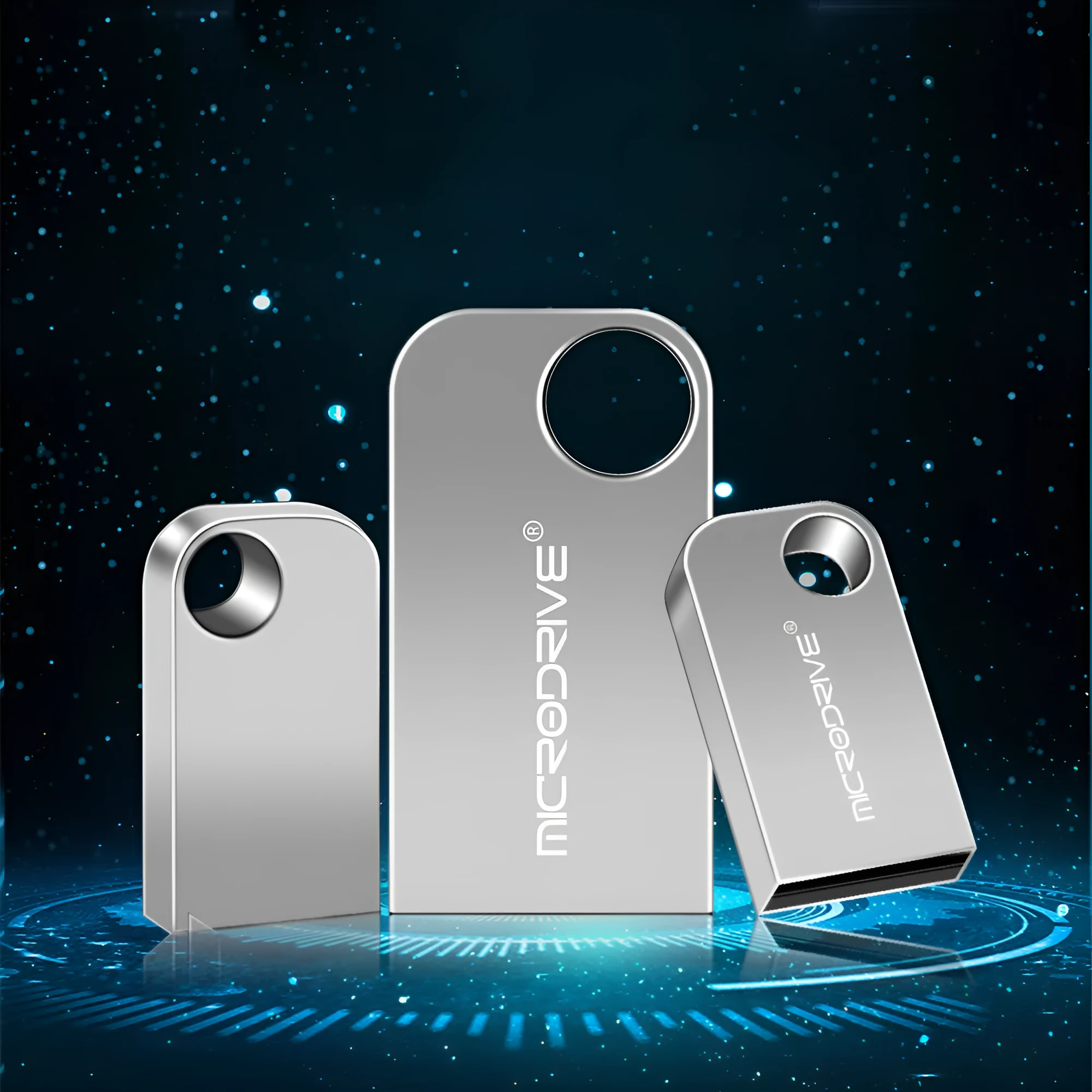 Silver gray metal USB flash drive with rotating connector, 64GB capacity, vehicle-mounted design.