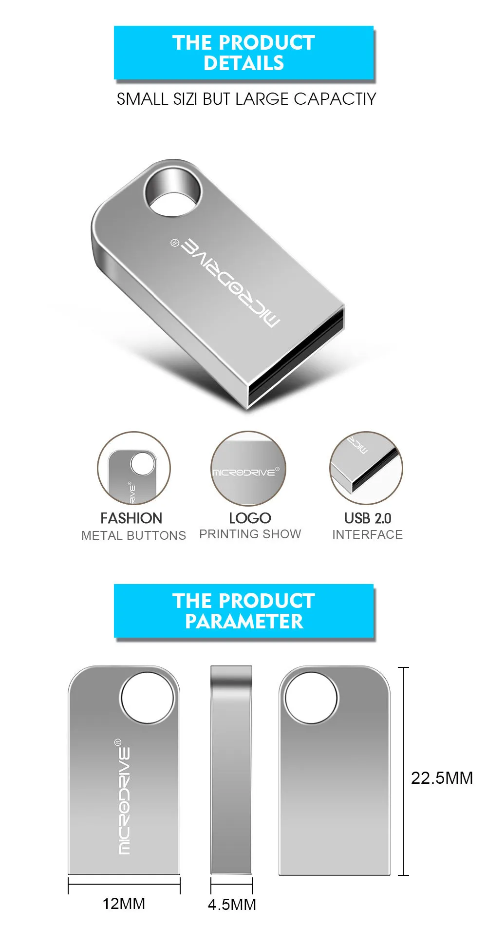 Silver gray metal USB flash drive with rotating connector, 64GB capacity, vehicle-mounted design.