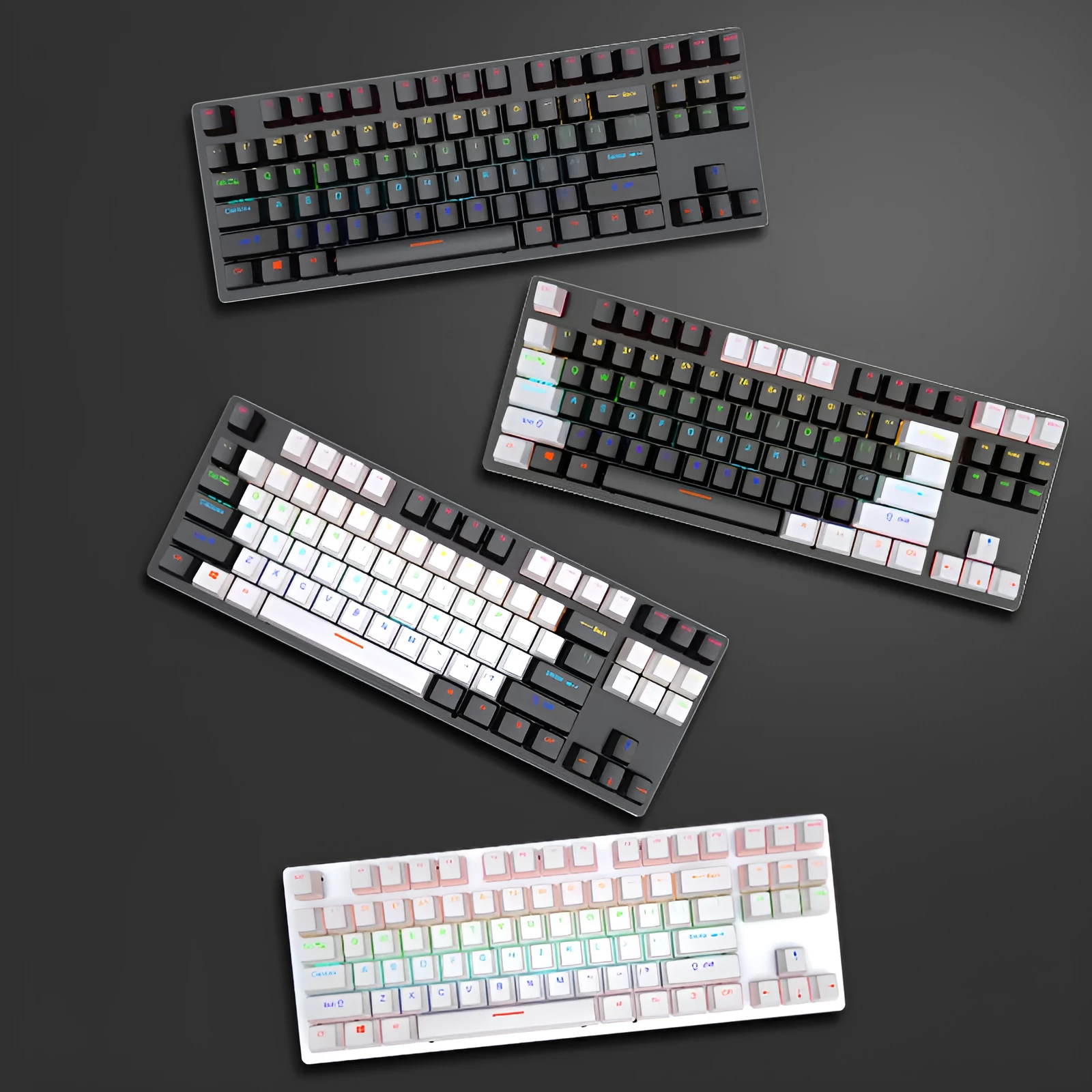 Crack K550 wired green axis mechanical keyboard 87 keys USB black cyan shaft