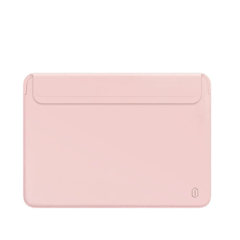 PU leather notebook liner bag in blue for 13.3 inch MacBook with embroidery accent