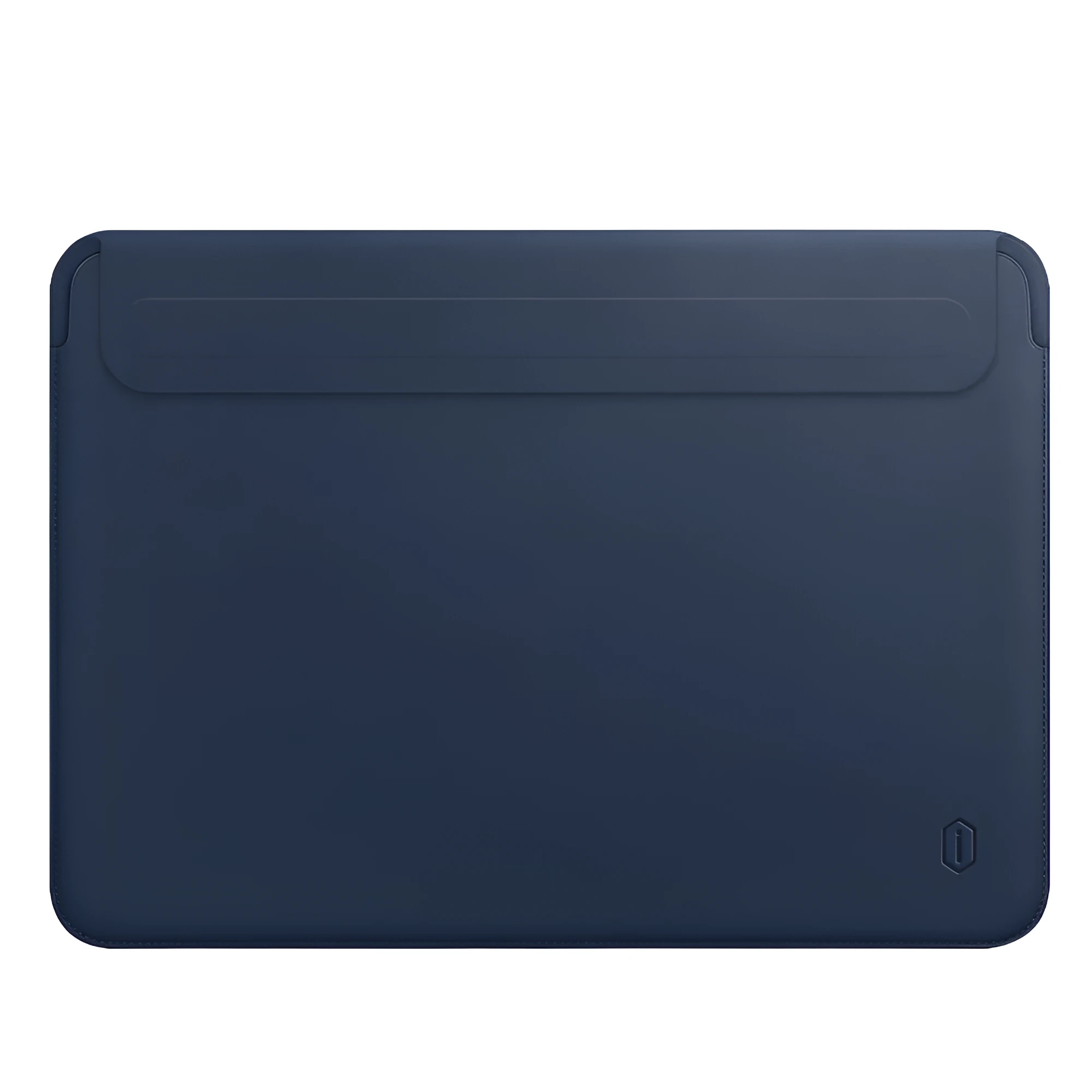 PU leather notebook liner bag in blue for 13.3 inch MacBook with embroidery accent