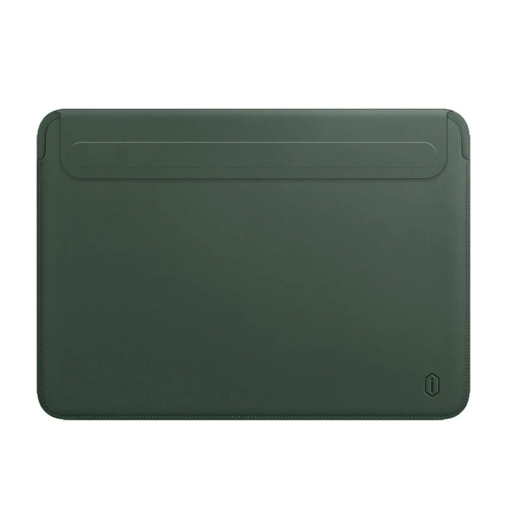 PU leather notebook liner bag in blue for 13.3 inch MacBook with embroidery accent