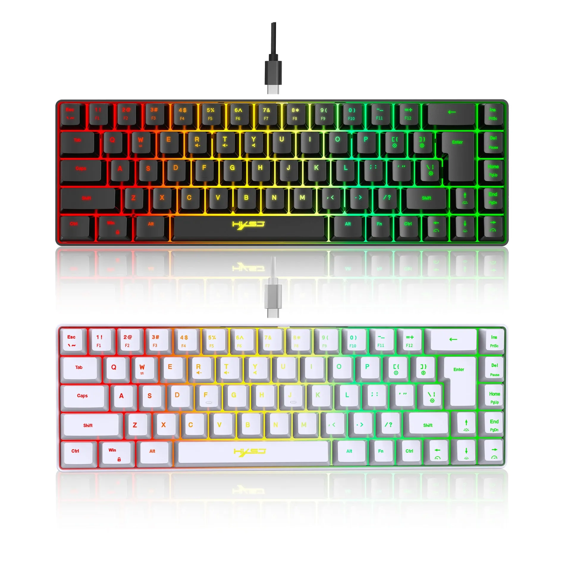 V200 mechanical feeling membrane gaming keyboard compact 68 keys black colour wired USB