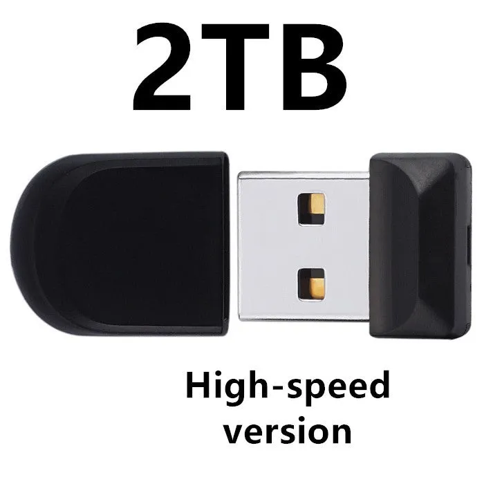 Black Mini U Disk portable flash drive with solid colour design on white background
