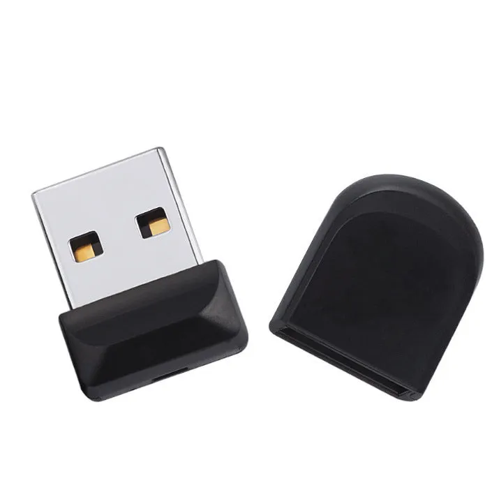 Black Mini U Disk portable flash drive with solid colour design on white background
