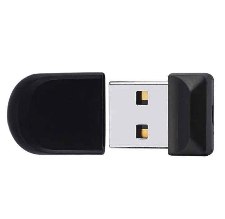 Black Mini U Disk portable flash drive with solid colour design on white background