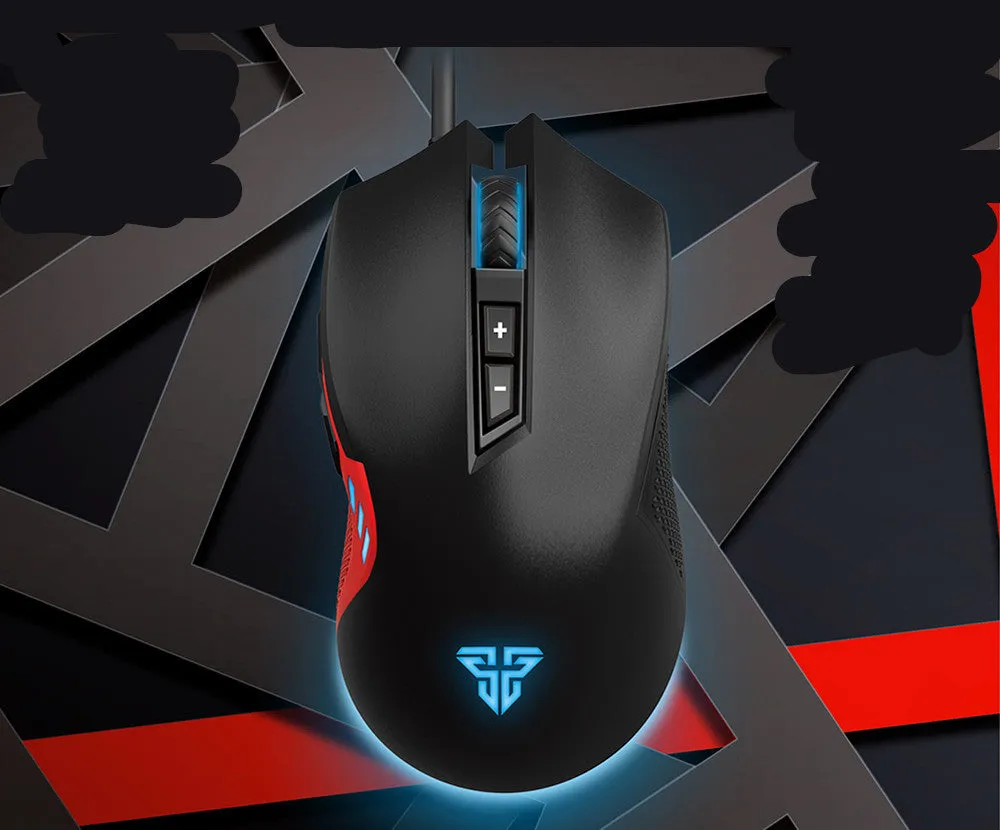 USB wired gaming mouse in black with 7 buttons and 4000 DPI optical sensor