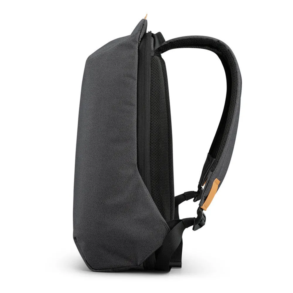 Jinshengsi medium USB charging backpack in dark gray, polyester, 15.6 inch laptop capacity