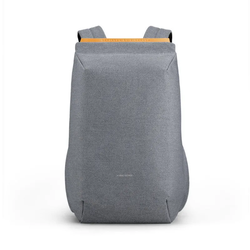 Jinshengsi medium USB charging backpack in dark gray, polyester, 15.6 inch laptop capacity