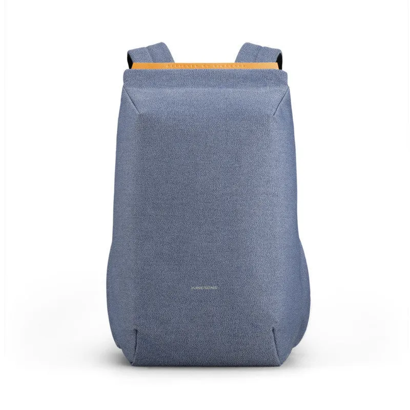 Jinshengsi medium USB charging backpack in dark gray, polyester, 15.6 inch laptop capacity