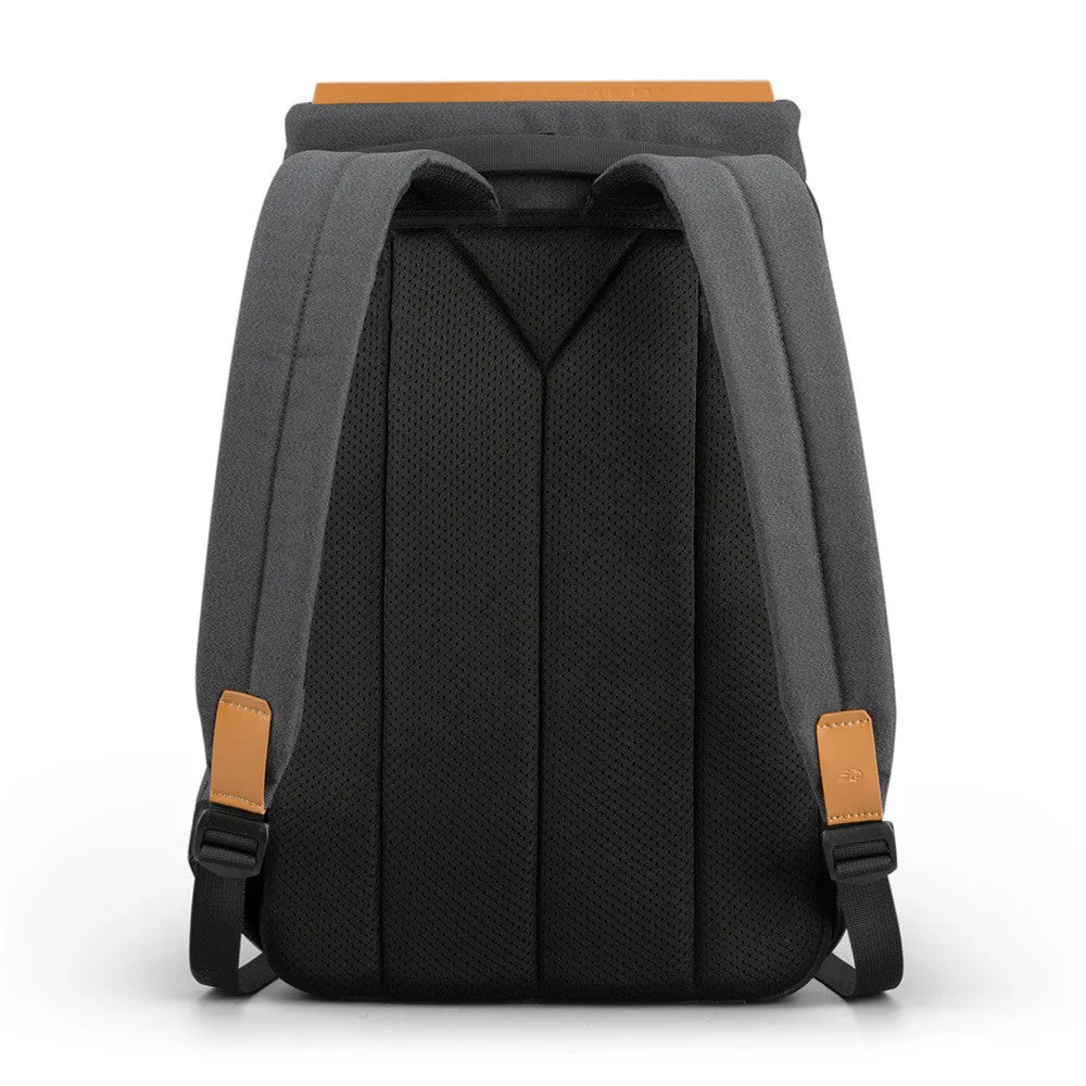 Jinshengsi medium USB charging backpack in dark gray, polyester, 15.6 inch laptop capacity