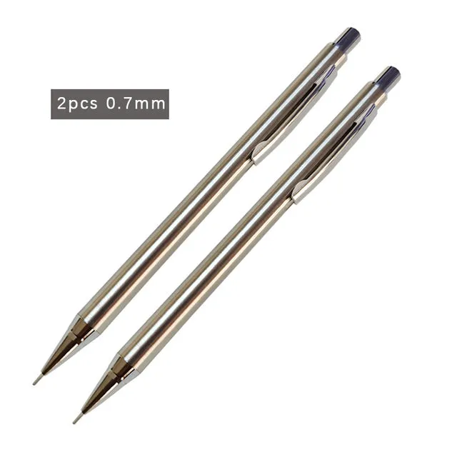 Metal automatic pencil in standard colour with push-button top, HB lead options 0.3 to 0.9mm, for school writing