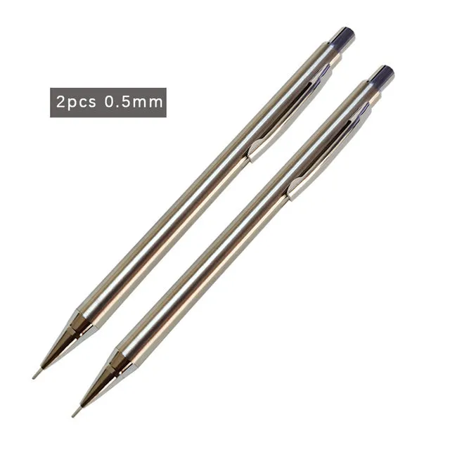Metal automatic pencil in standard colour with push-button top, HB lead options 0.3 to 0.9mm, for school writing
