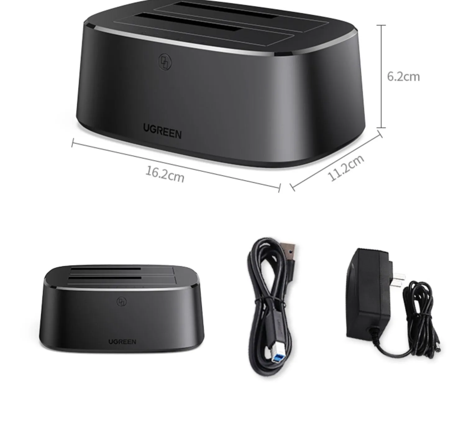 Green Link CM198 black external hard disk enclosure for 2.5-inch SATA HDD SSD with dual-drive USB connectivity