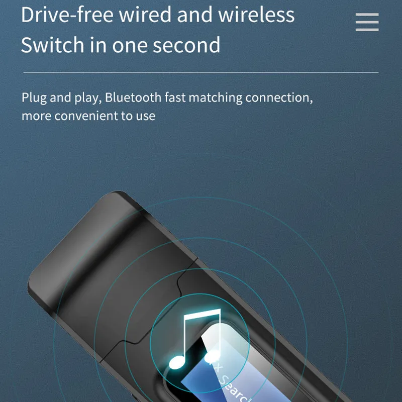 Two-in-one Bluetooth adapter with screen display, black, 62x26x1mm, 3.5mm audio input