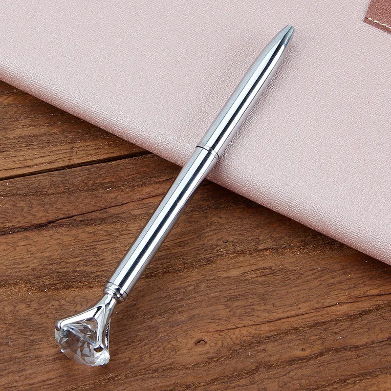 Metal ballpoint pen with crystal diamond decoration, rose gold colour, rotating mechanism, 1.0mm tip