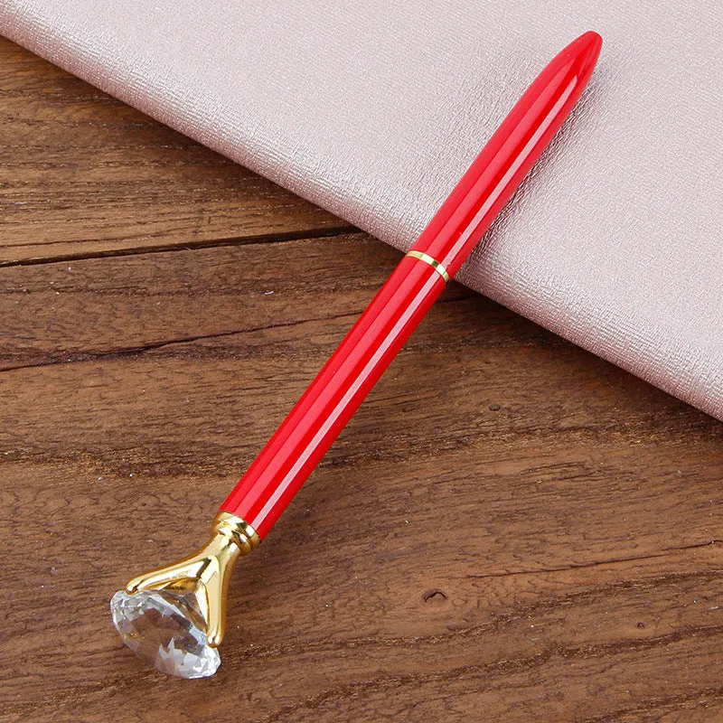 Metal ballpoint pen with crystal diamond decoration, rose gold colour, rotating mechanism, 1.0mm tip