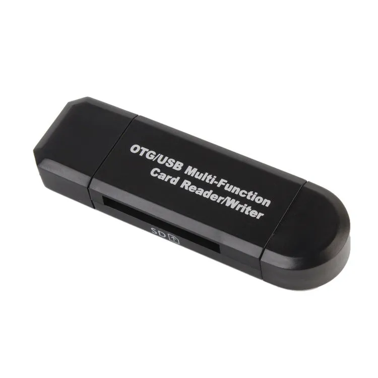 Multifunctional OTG machine card reader in black colour with USB 2.0 interface for SD and TF cards
