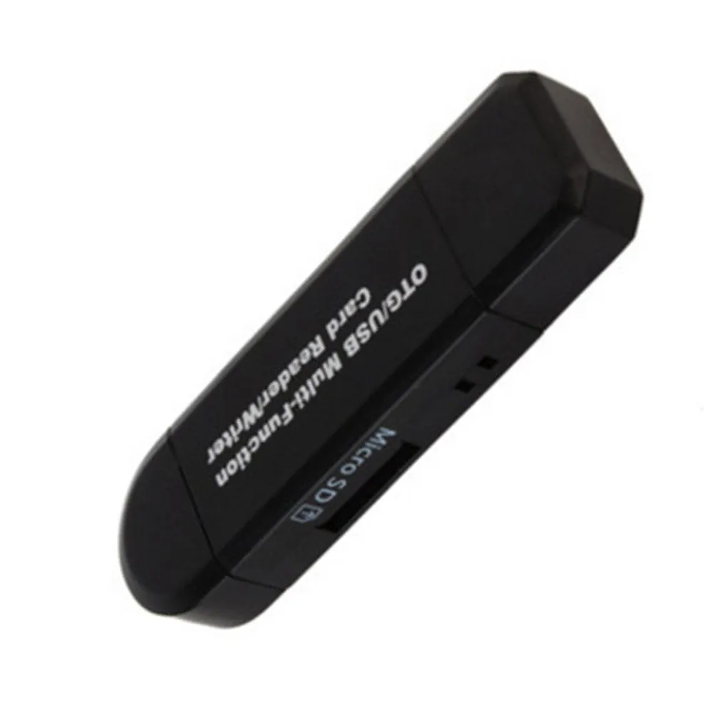 Multifunctional OTG machine card reader in black colour with USB 2.0 interface for SD and TF cards