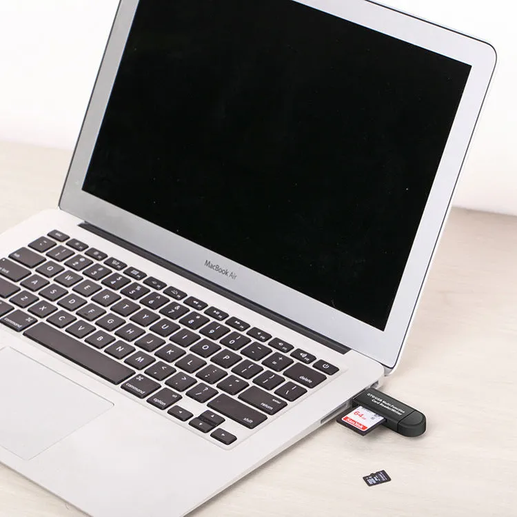 Multifunctional OTG machine card reader in black colour with USB 2.0 interface for SD and TF cards
