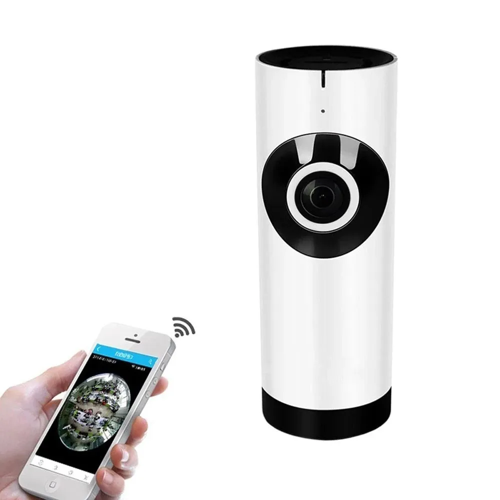 720P wireless IP camera with panoramic view, bracket, and charger for baby monitoring