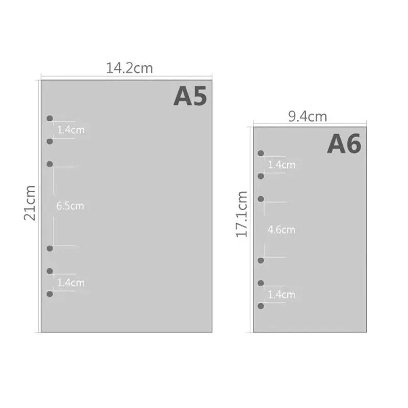6-hole loose-leaf refill pack with A5 Daolin paper sheets showing blank, dot, line and square grid layouts