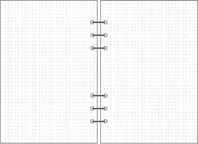 6-hole loose-leaf refill pack with A5 Daolin paper sheets showing blank, dot, line and square grid layouts