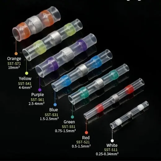 Plastic heat shrink solder ring terminal connector in multiple colours for waterproof wiring