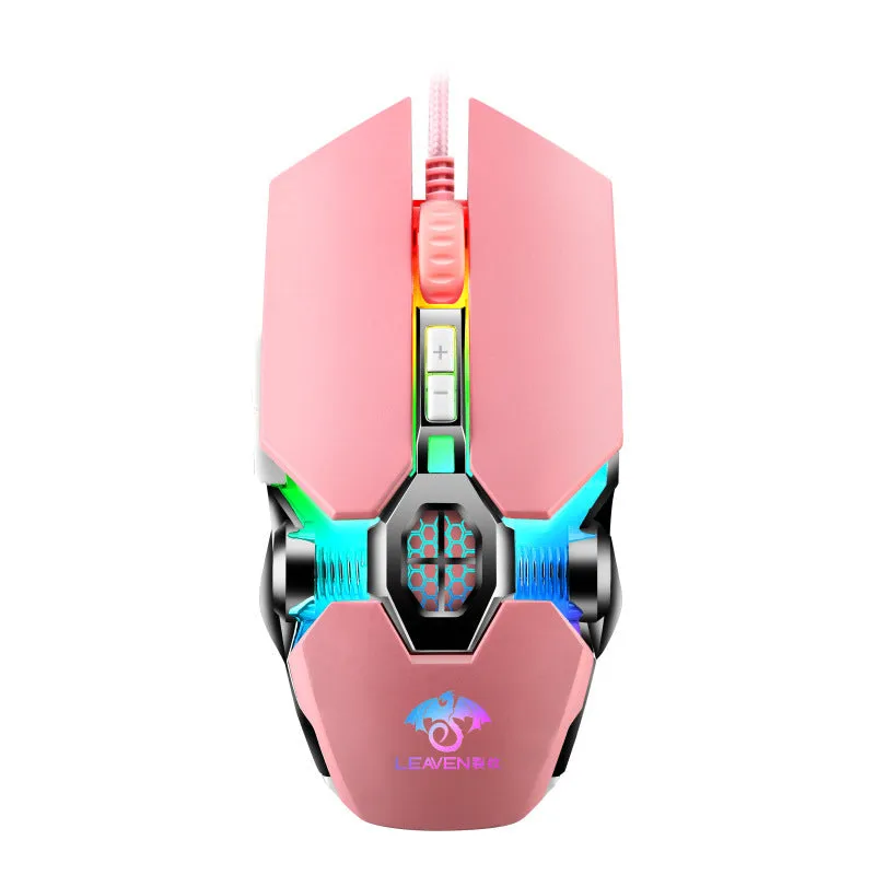 USB wired RGB mechanical mouse with 4000DPI optical sensor, 7 keys, ergonomic design, four-way scroll wheel, black colour option