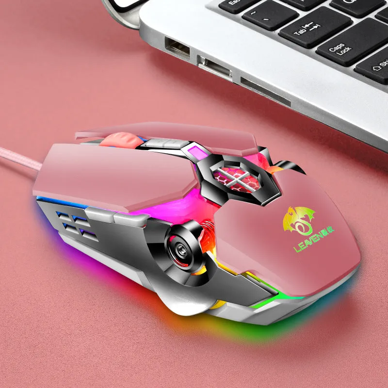 USB wired RGB mechanical mouse with 4000DPI optical sensor, 7 keys, ergonomic design, four-way scroll wheel, black colour option