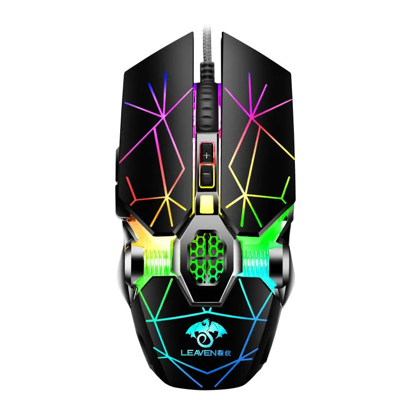 USB wired RGB mechanical mouse with 4000DPI optical sensor, 7 keys, ergonomic design, four-way scroll wheel, black colour option