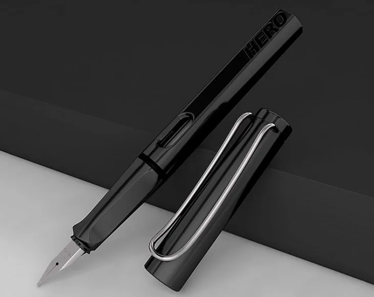 Adult calligraphy fountain pen with iridium nib, plastic metal barrel, glossy finish, 0.38mm 0.5mm