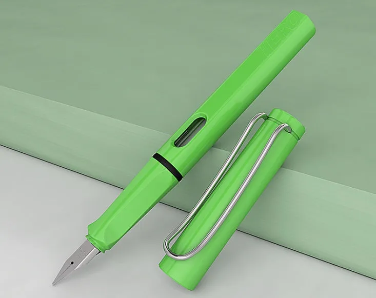 Adult calligraphy fountain pen with iridium nib, plastic metal barrel, glossy finish, 0.38mm 0.5mm