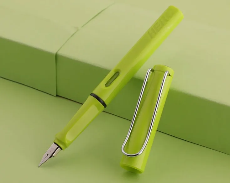 Adult calligraphy fountain pen with iridium nib, plastic metal barrel, glossy finish, 0.38mm 0.5mm