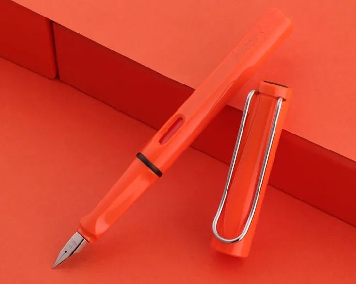 Adult calligraphy fountain pen with iridium nib, plastic metal barrel, glossy finish, 0.38mm 0.5mm