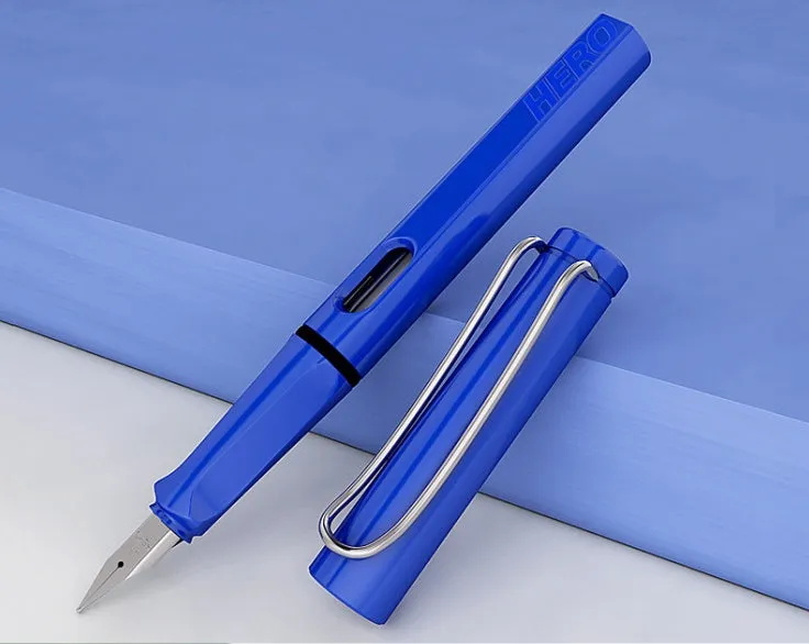 Adult calligraphy fountain pen with iridium nib, plastic metal barrel, glossy finish, 0.38mm 0.5mm