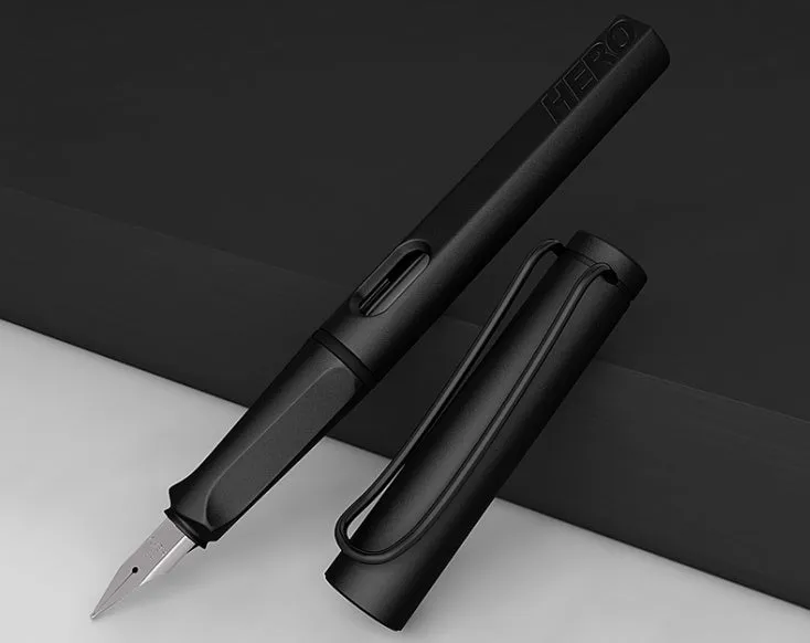 Adult calligraphy fountain pen with iridium nib, plastic metal barrel, glossy finish, 0.38mm 0.5mm