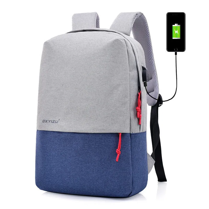 Polyester canvas backpack with double straps and zipper closure in black colour