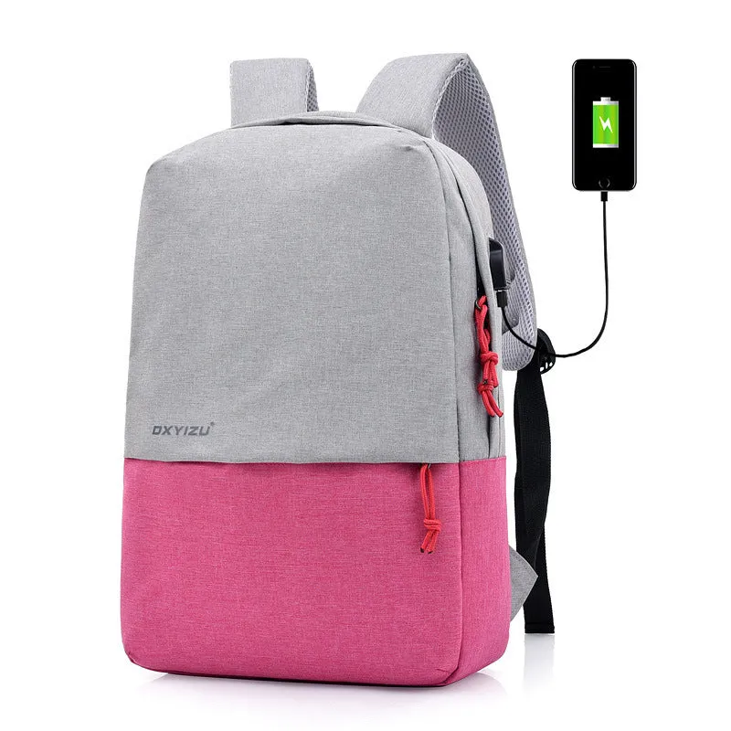 Polyester canvas backpack with double straps and zipper closure in black colour