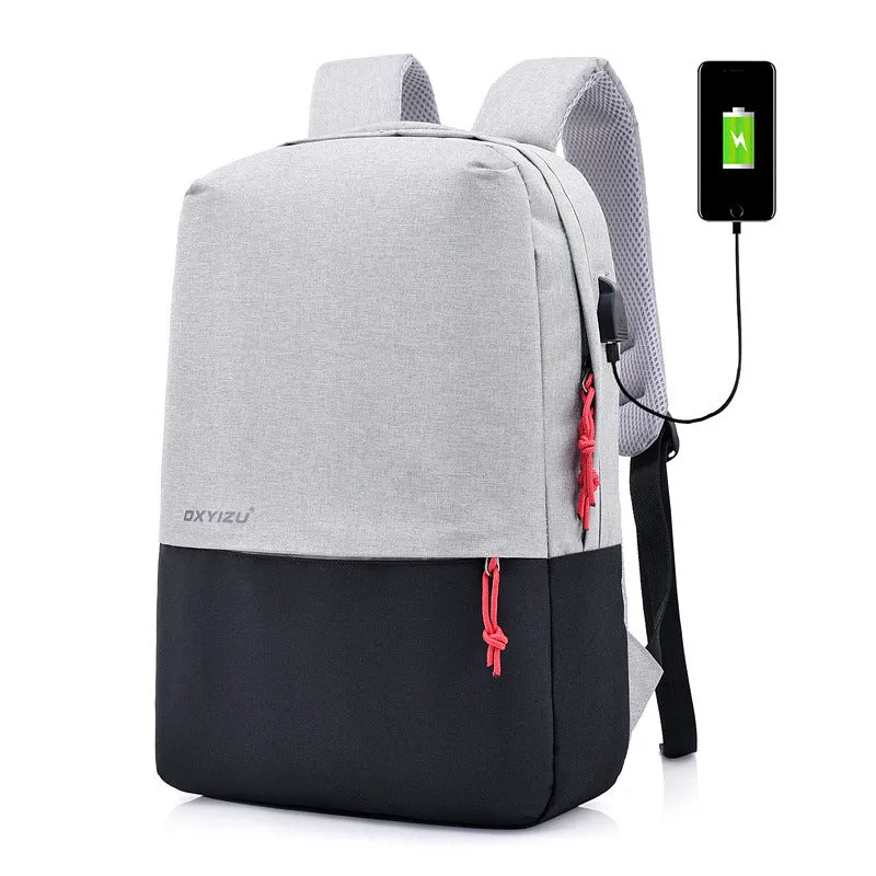 Polyester canvas backpack with double straps and zipper closure in black colour