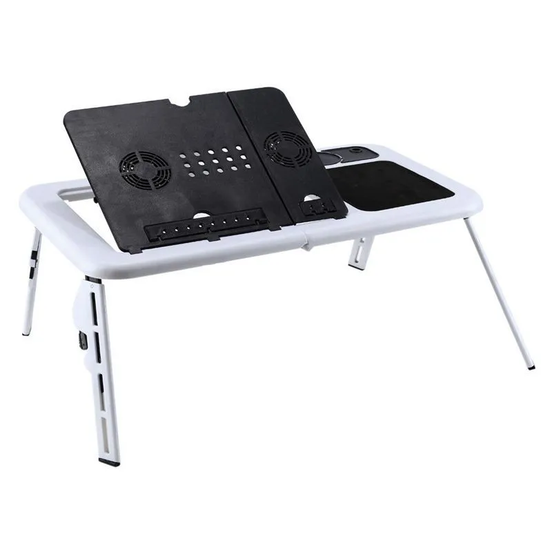 White folding ABS computer desk bed with adjustable legs and double heat dissipation, 560 x 316mm