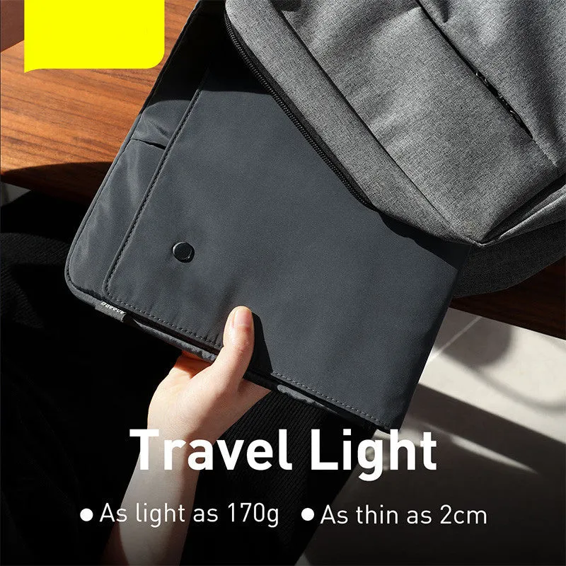 Multi-compartment waterproof anti-collision iPad storage bag compatible with 13 inch laptop, black colour